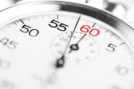 Close-up of a stopwatch face